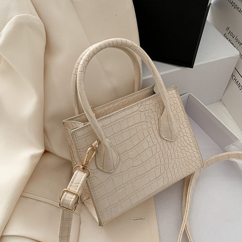 Luxury Crocodile Leather Handbag | Elegant & Timeless Design-White-22cm x 17cm x 8cm-State of Style
