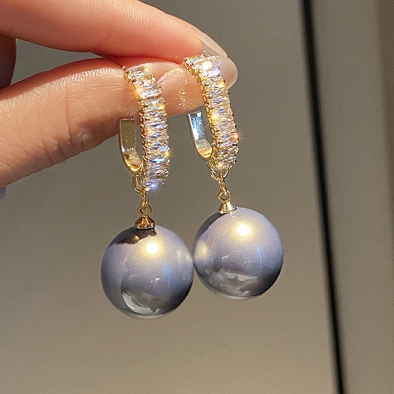 Luxury Earrings with Pearls and Zirconia - Amara-Blue-State of Style