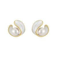 Luxury Earrings with White Opal and Pearl in Gold - Amara-State of Style