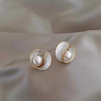 Luxury Earrings with White Opal and Pearl in Gold - Amara-State of Style