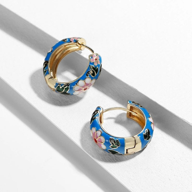 Luxury Flower Earrings - Roselle-Blue-State of Style