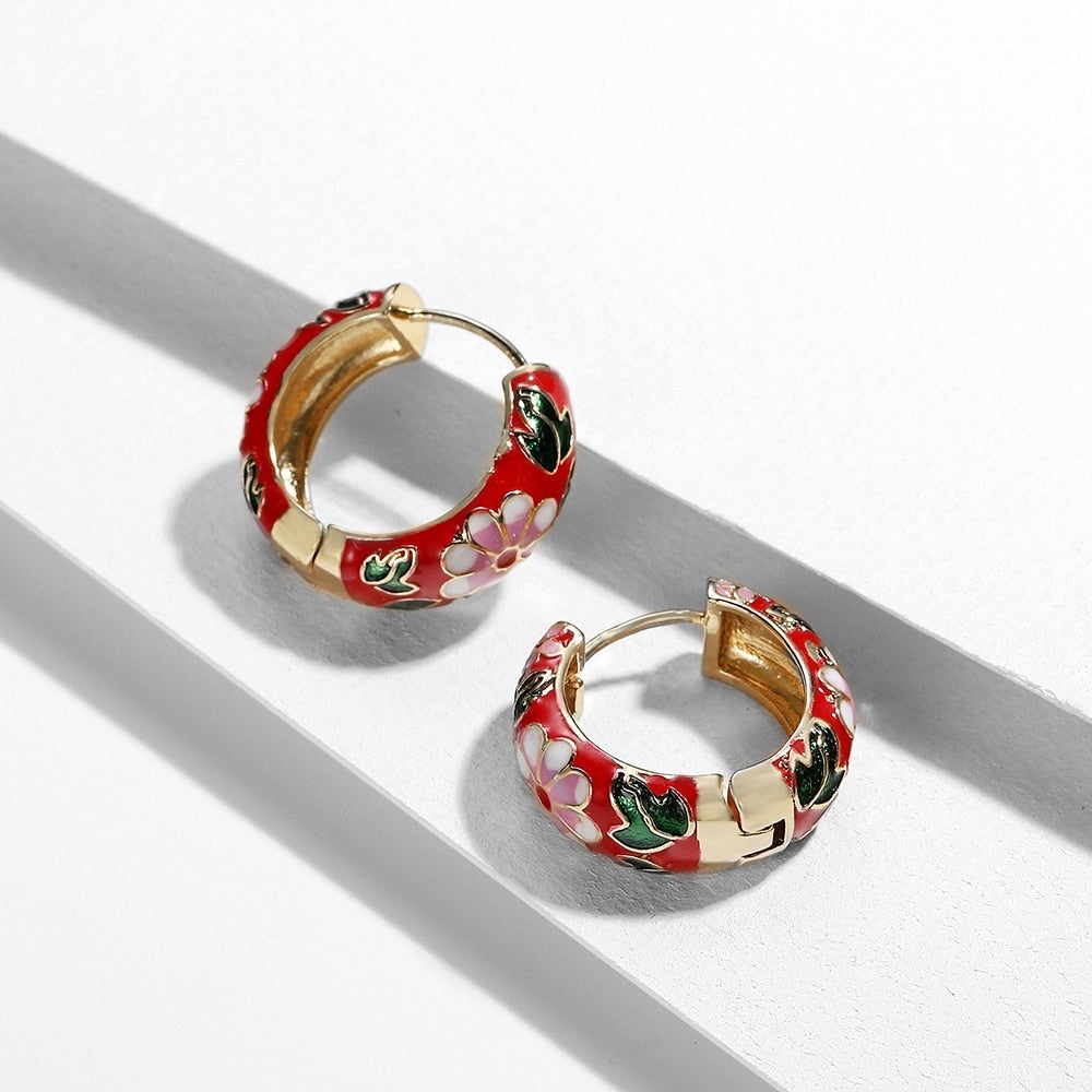 Luxury Flower Earrings - Roselle-Red-State of Style