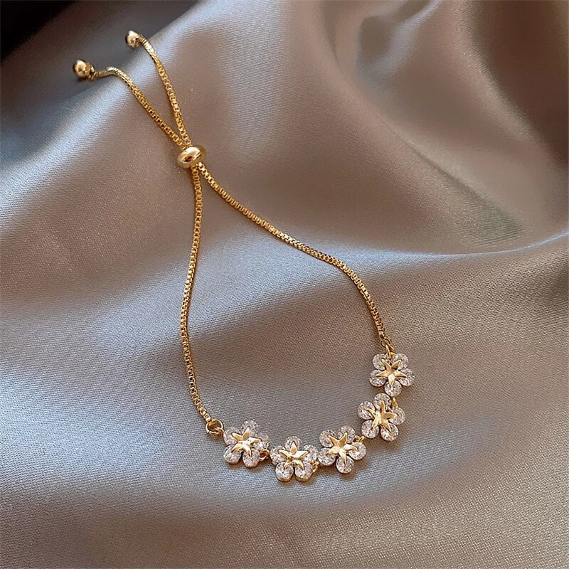 Luxury Gold Crystal Flower Bracelet - Rosalind-State of Style