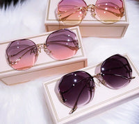 Luxury Gradient Sunglasses – Chic Frameless Design with UV Protection-Purple Pink-State of Style