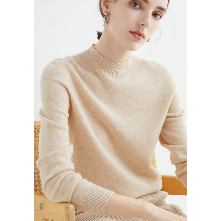 Luxury Knitted Cashmere Jumper for Women - Evelina-Beige-S-State of Style