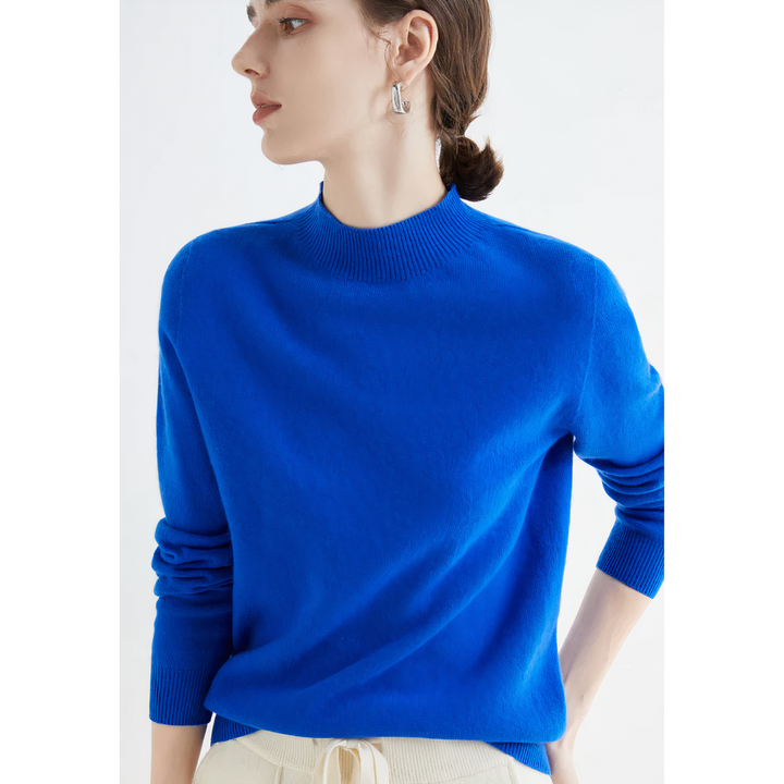 Luxury Knitted Cashmere Jumper for Women - Evelina-Blue-S-State of Style