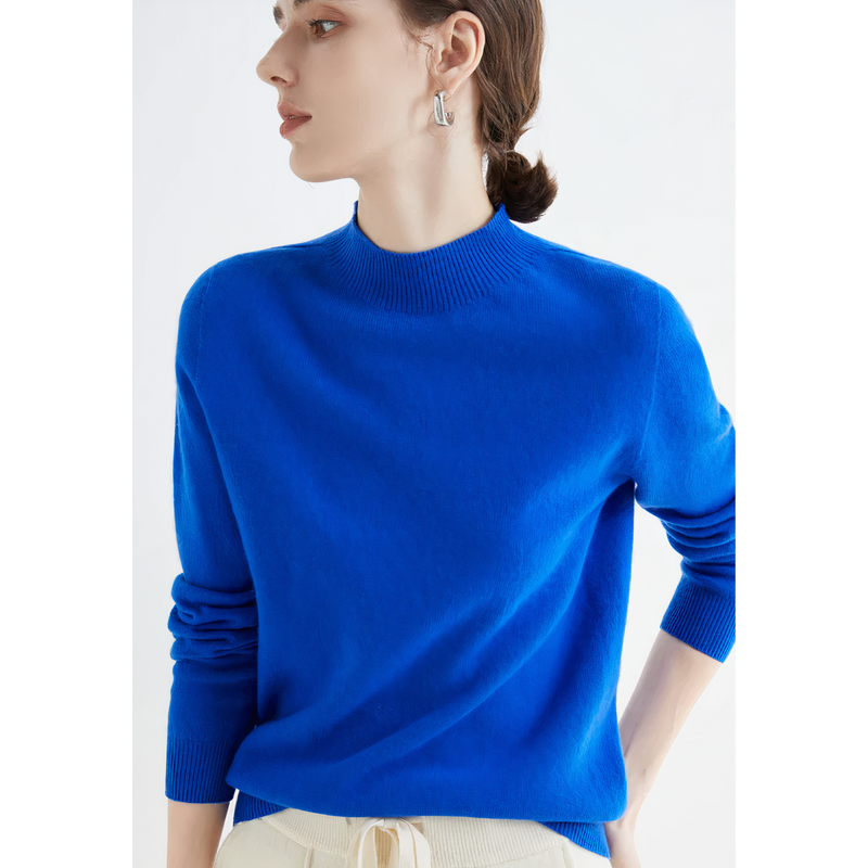 Luxury Knitted Cashmere Jumper for Women - Evelina-Blue-S-State of Style