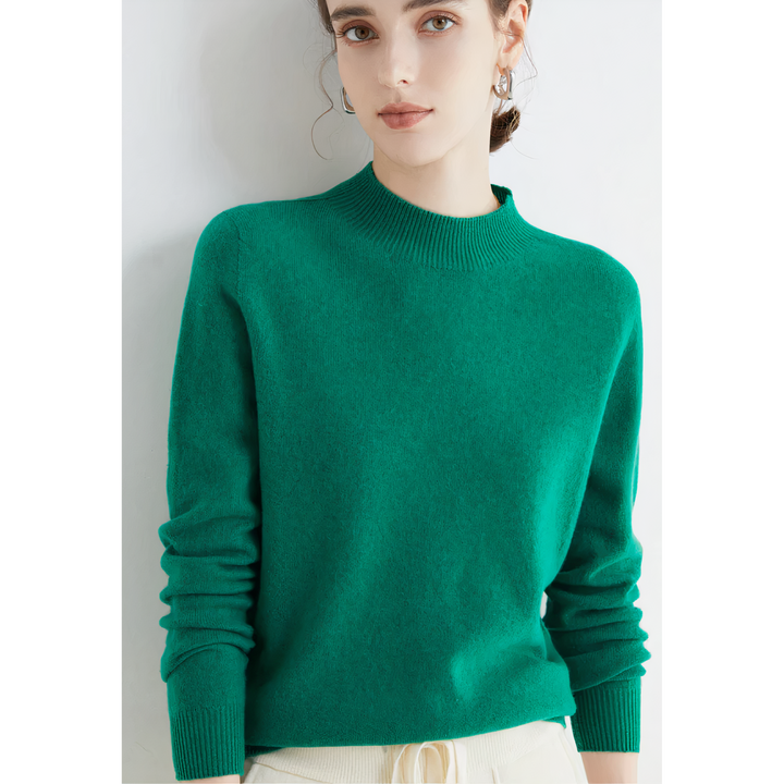 Luxury Knitted Cashmere Jumper for Women - Evelina-Green-S-State of Style