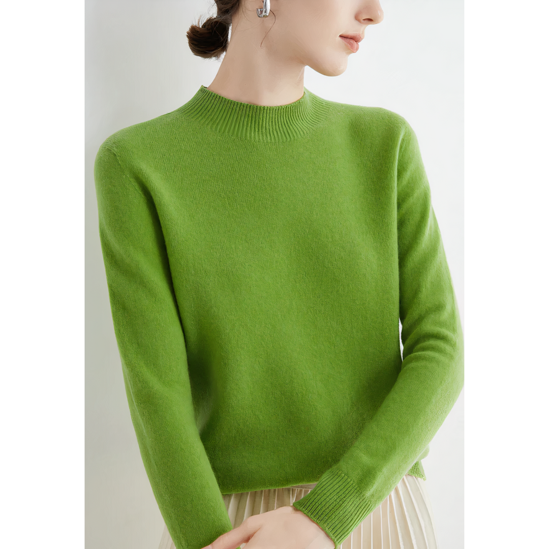 Luxury Knitted Cashmere Jumper for Women - Evelina-Light Green-S-State of Style