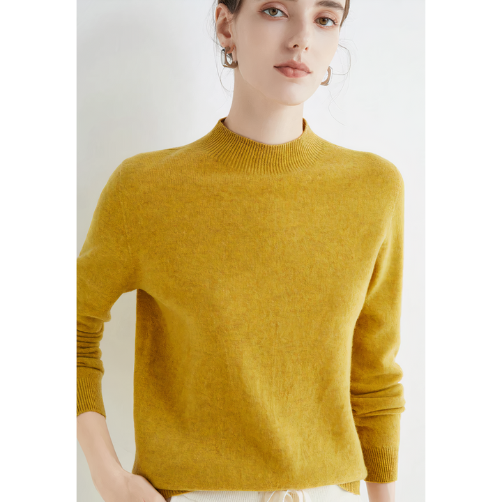 Luxury Knitted Cashmere Sweater for Women - Evelina-Mustard Yellow-S-State of Style