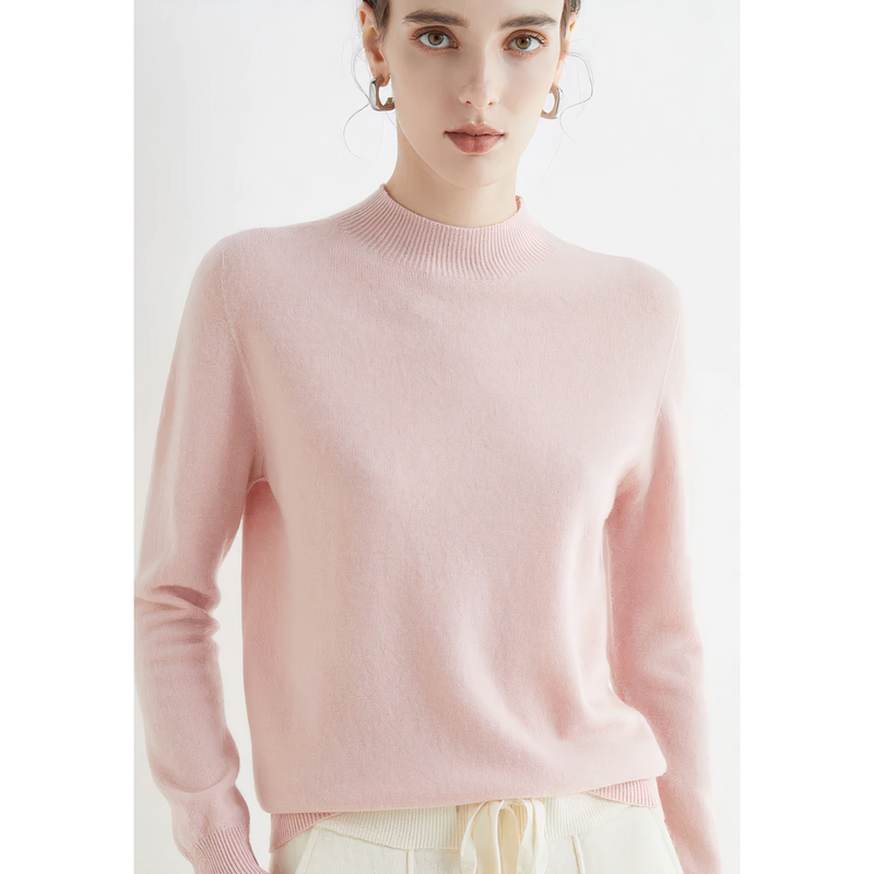 Luxury Knitted Cashmere Sweater for Women - Evelina-Pink-S-State of Style