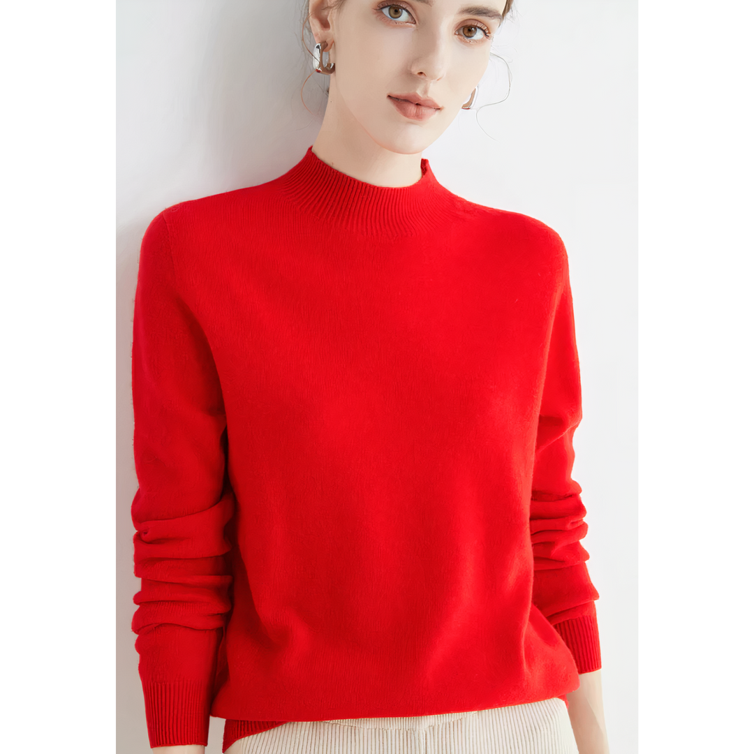 Luxury Knitted Cashmere Sweater for Women - Evelina-Red-S-State of Style