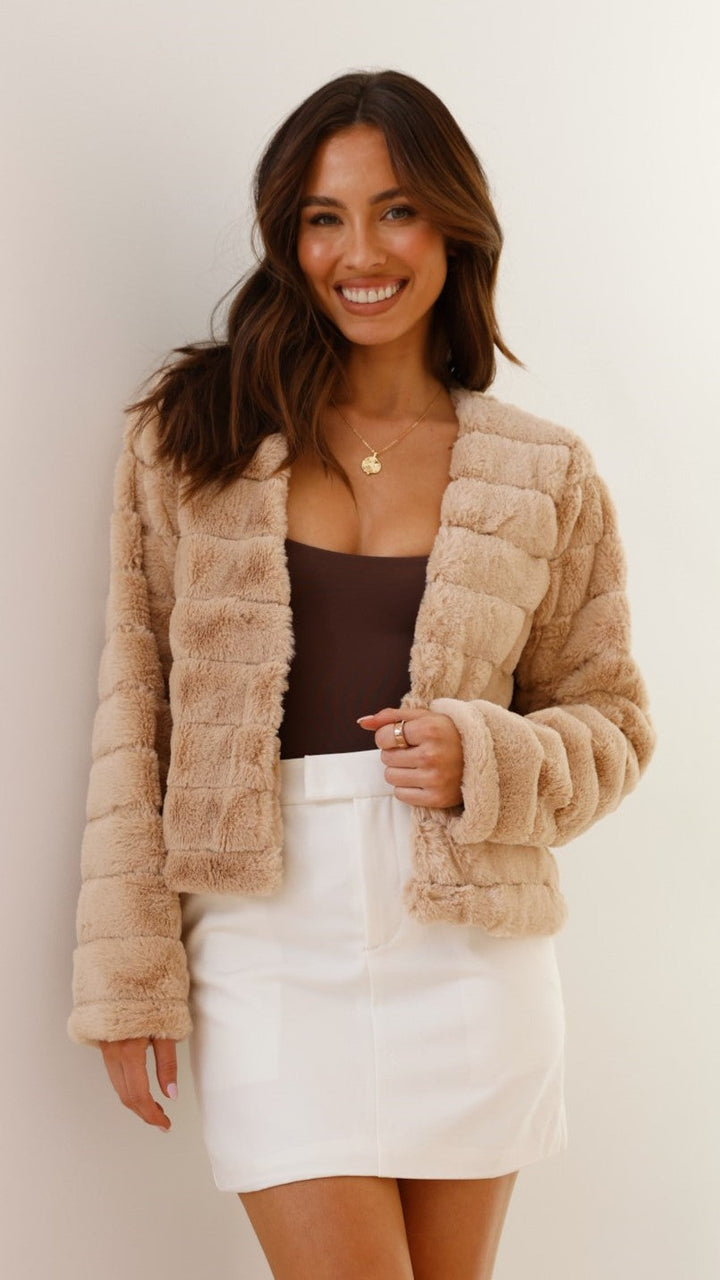 Luxury Ladies Crop Jacket - Veloura-Brown-XS-State of Style