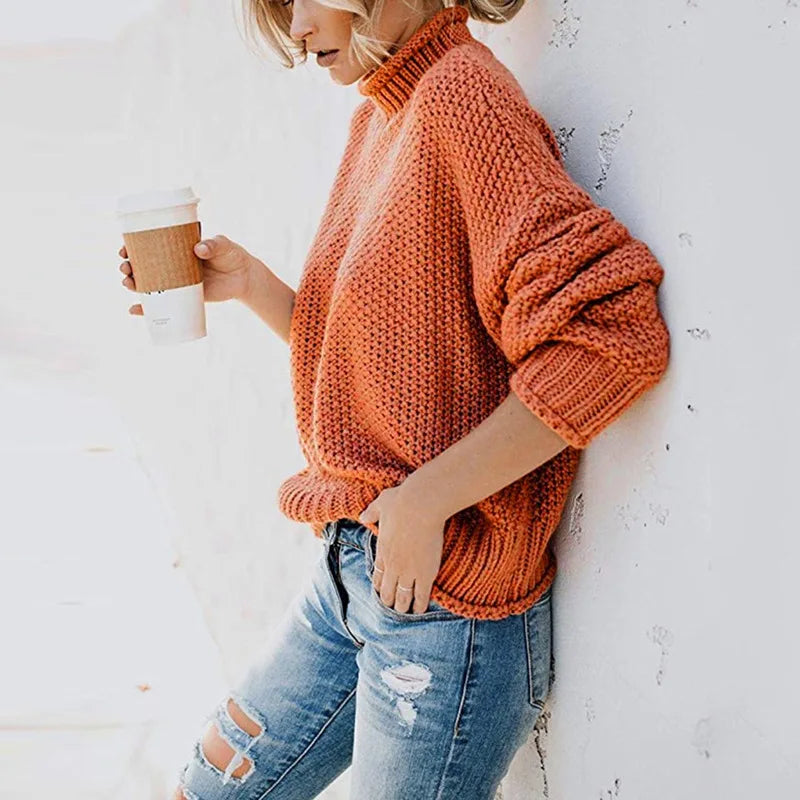 Luxury Ladies Roll Neck - Emma-Orange-S-State of Style