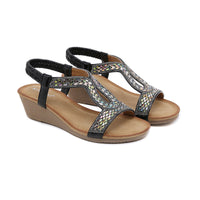 Luxury Ladies' Sandals with Wedge Heel – Celeste-Black-3-State of Style