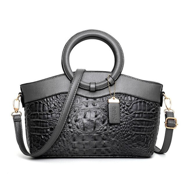 Luxury Leather Shoulder Bag - Liva-Grey-State of Style