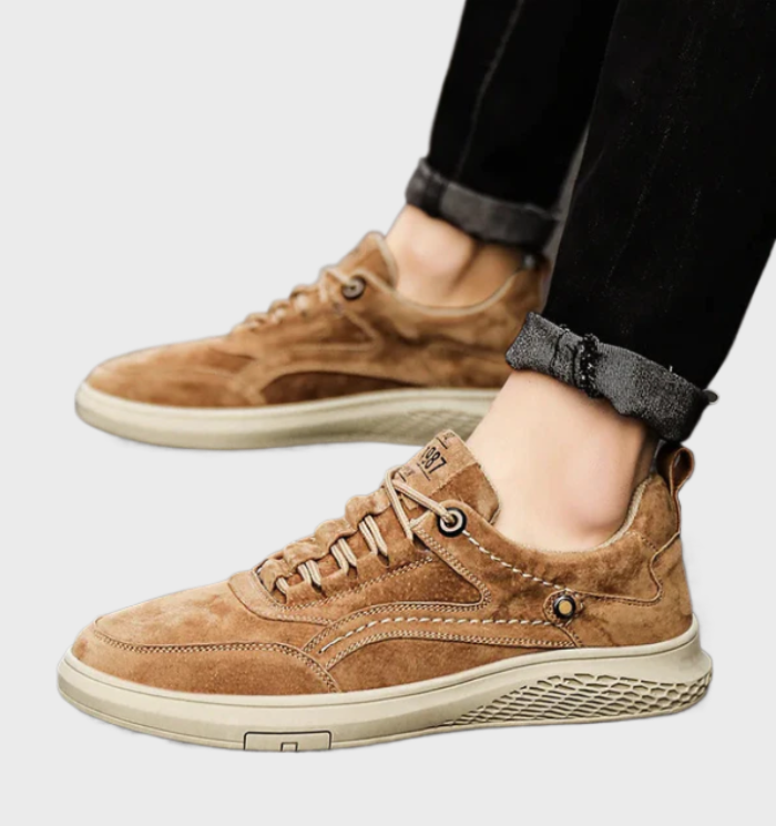 Luxury Leather Sneakers with Lace-Up Closure - Victor-5.5-Grey-State of Style