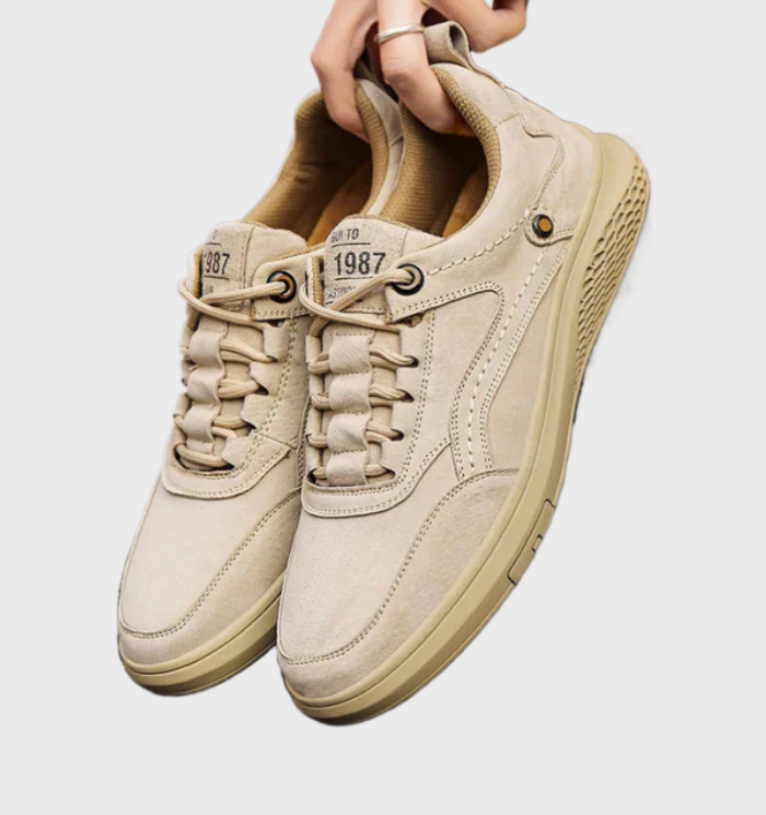 Luxury Leather Sneakers with Lace-Up Closure - Victor-5.5-Grey-State of Style