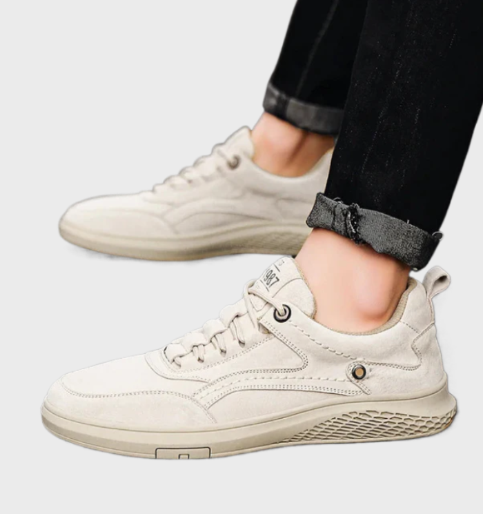 Luxury Leather Sneakers with Lace-Up Closure - Victor-5.5-Grey-State of Style