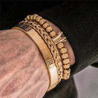 Luxury Men's Bracelet Set – Julius-Silver Set Golden Crown-State of Style