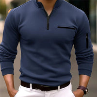 Luxury Men's Pullover with Zip - Davy-Dark blue-S-State of Style