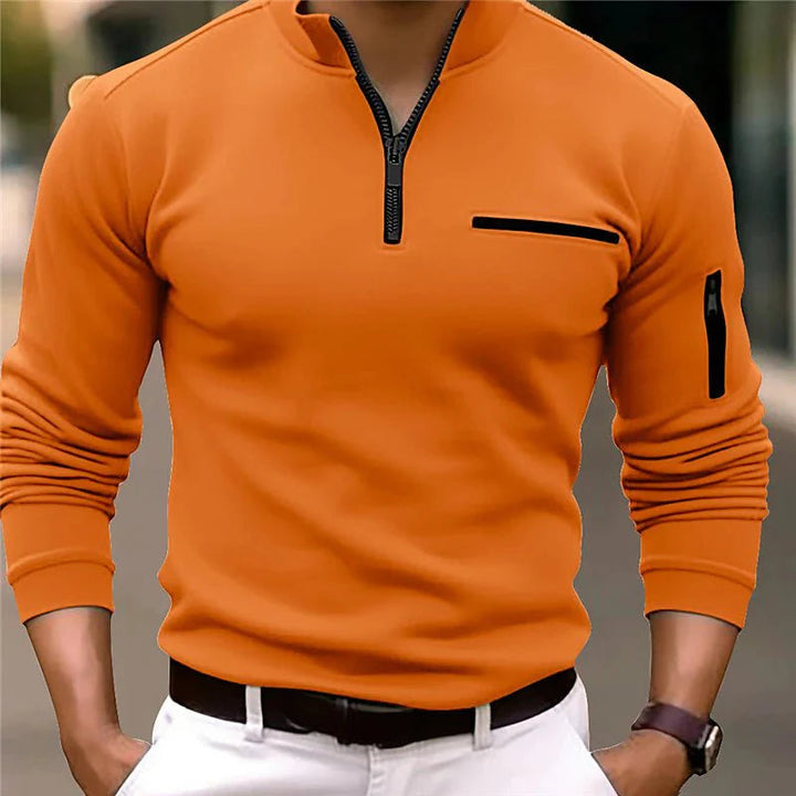 Luxury Men's Pullover with Zip - Davy-Orange-S-State of Style