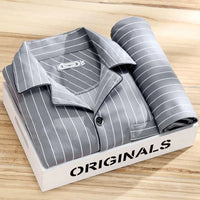 Luxury Men's Pyjama Set - Oliver-Grey Striped-L-State of Style
