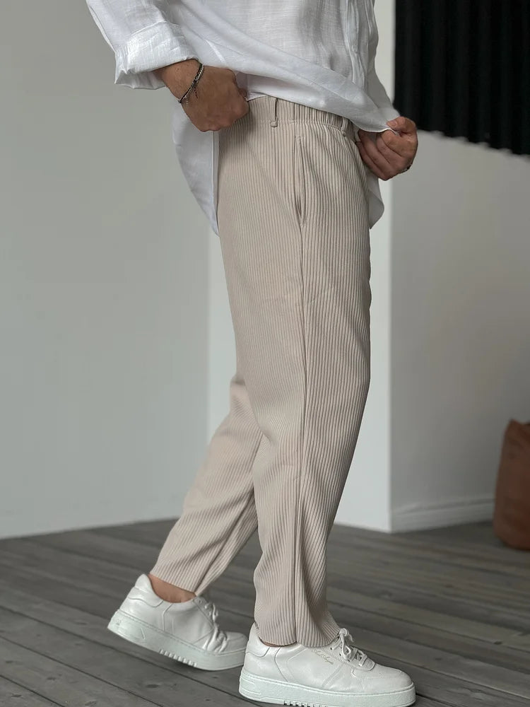 Luxury Men's Trousers in Soft Fabric – Alessio-Beige-S-State of Style
