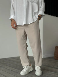 Luxury Men's Trousers in Soft Fabric – Alessio-Beige-S-State of Style