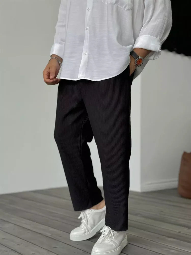Luxury Men's Trousers in Soft Fabric – Alessio-Black-S-State of Style