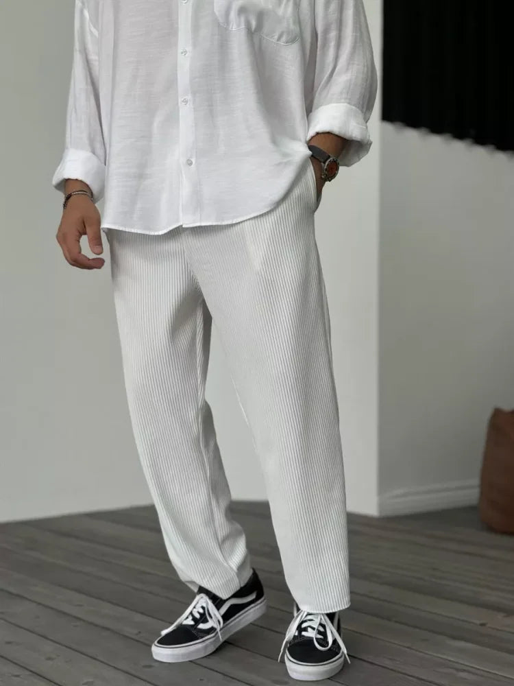 Luxury Men's Trousers in Soft Fabric – Alessio-White-S-State of Style