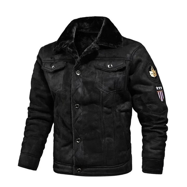 Luxury Oversized Leather Jacket with Velvet Lining - Victor-Black-M-State of Style