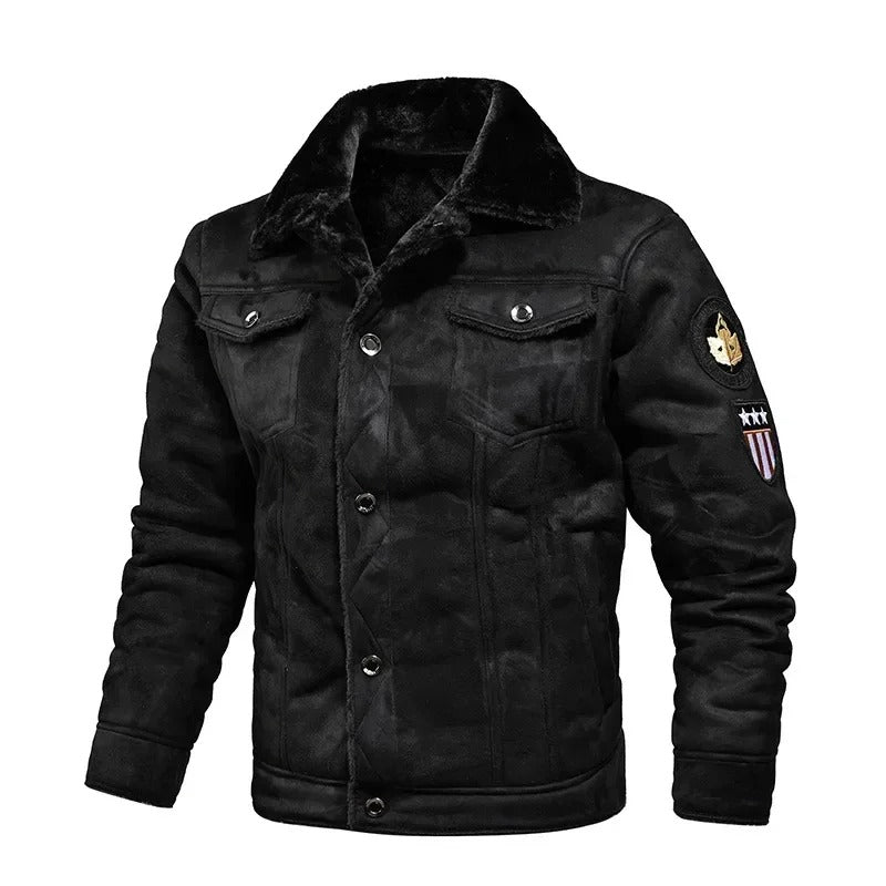 Luxury Oversized Leather Jacket with Velvet Lining - Victor-Black-M-State of Style
