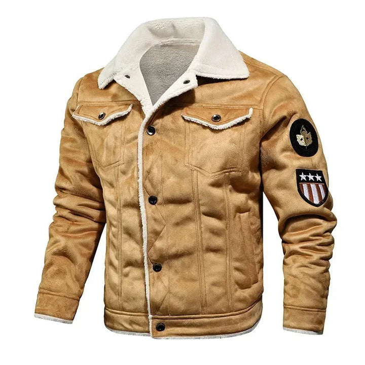 Luxury Oversized Leather Jacket with Velvet Lining - Victor-Khaki-M-State of Style