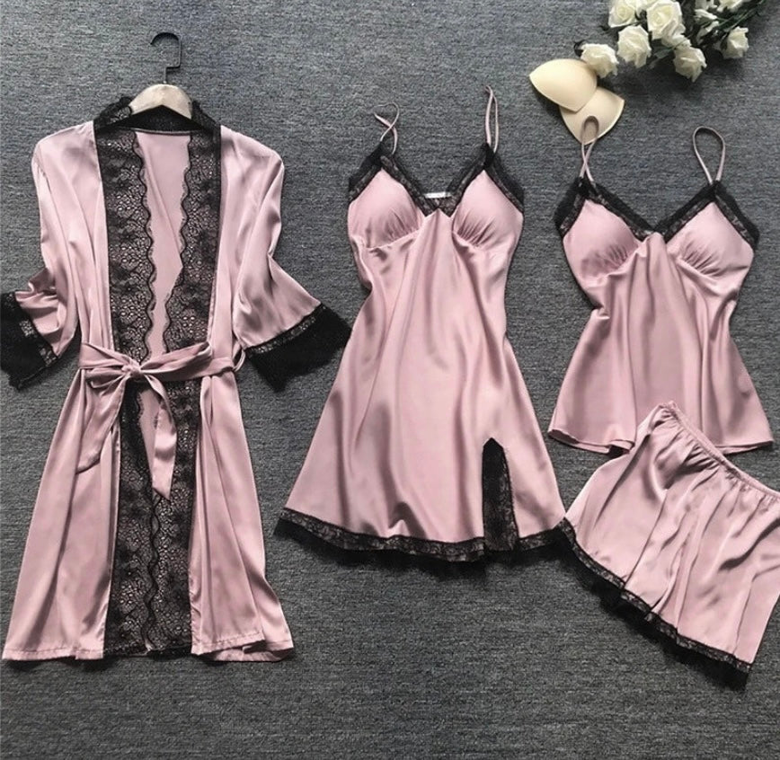 Luxury Satin Nightdress Set - Aurora-Pink-S-State of Style