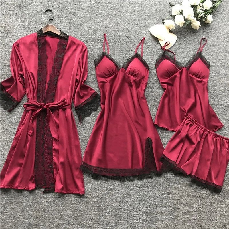 Luxury Satin Nightdress Set - Aurora-Red-S-State of Style