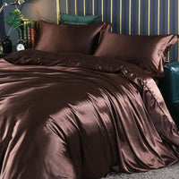 Luxury Silk/Satin Bedding Set (4-piece) - SilkSleep-Maroon-150cm fitted sheet + Duvet 200x230cm + 2x pillowcases-State of Style