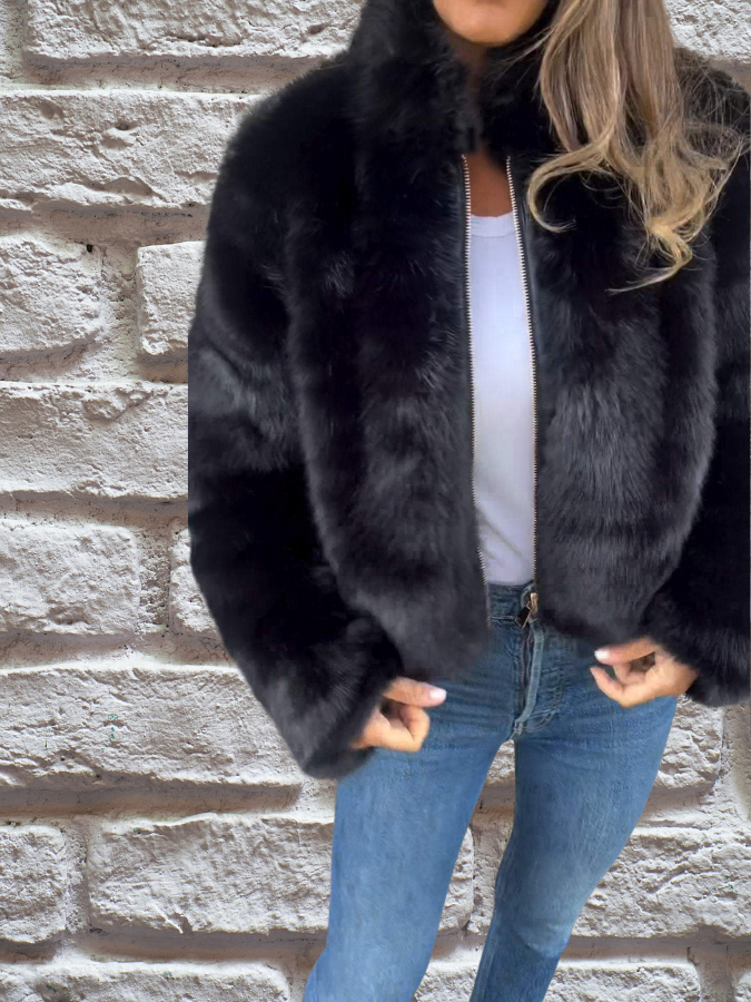 Luxury Soft Ladies Coat - Aurora-Black-S-State of Style