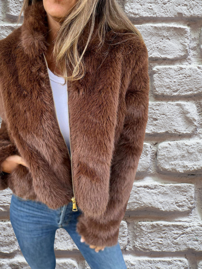 Luxury Soft Ladies Coat - Aurora-Brown-S-State of Style