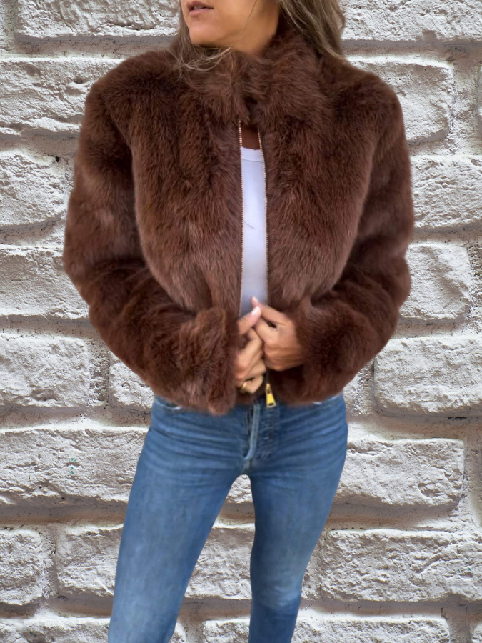 Luxury Soft Ladies Coat - Aurora-Brown-S-State of Style
