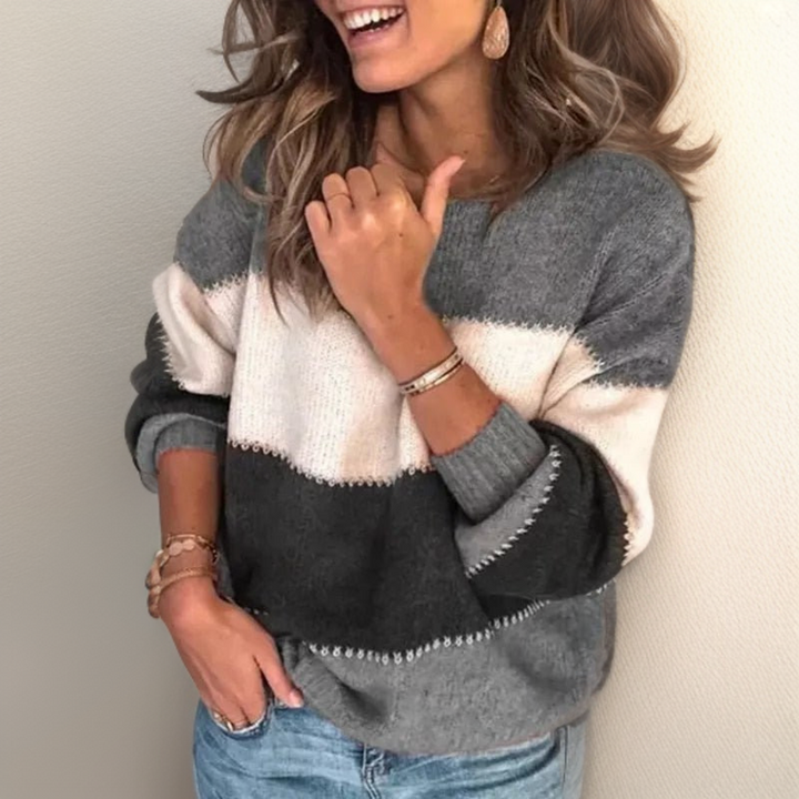 Luxury Striped Comfort Sweater - Celeste-Grey-XS-State of Style