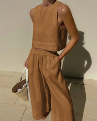 Luxury Two-Piece Set - Celeste-Khaki-S-State of Style