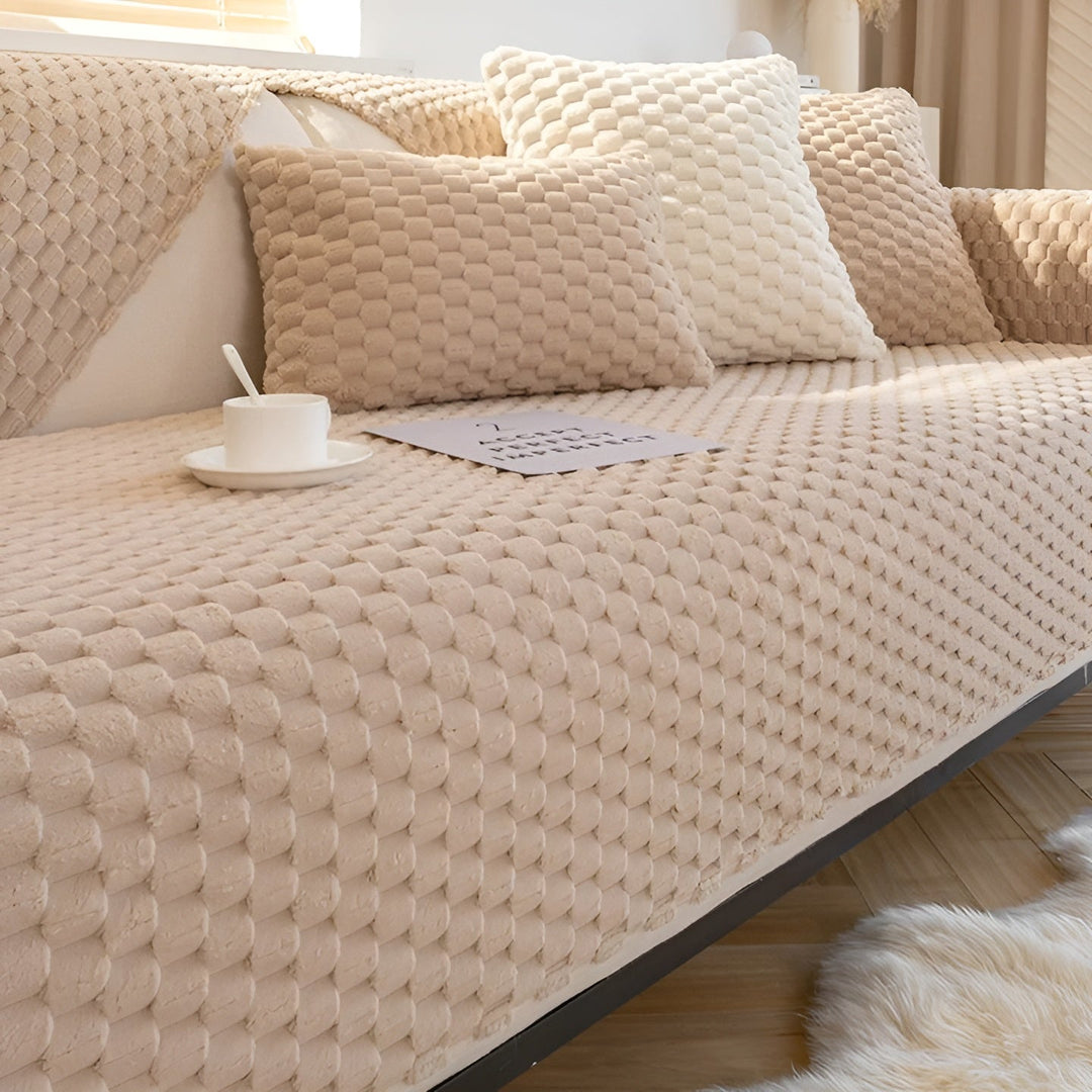 Luxury Velvet Sofa Cover - VeluLuxe-Beige-1 pillow - 90 x 120 cm-State of Style