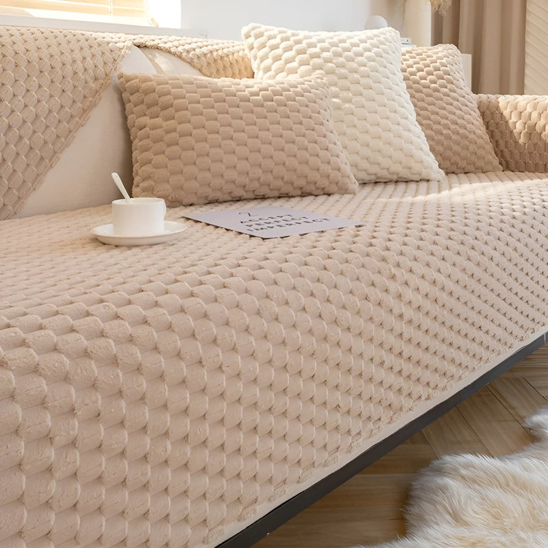Luxury Velvet Sofa Cover - VeluLuxe-Beige-1 pillow - 90 x 120 cm-State of Style