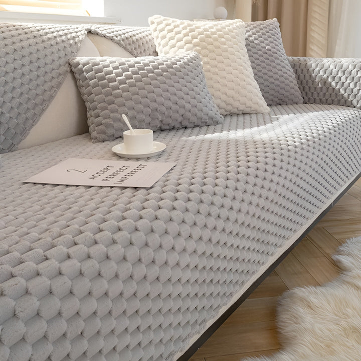 Luxury Velvet Sofa Cover - VeluLuxe-Grey-1 pillow - 90 x 120 cm-State of Style