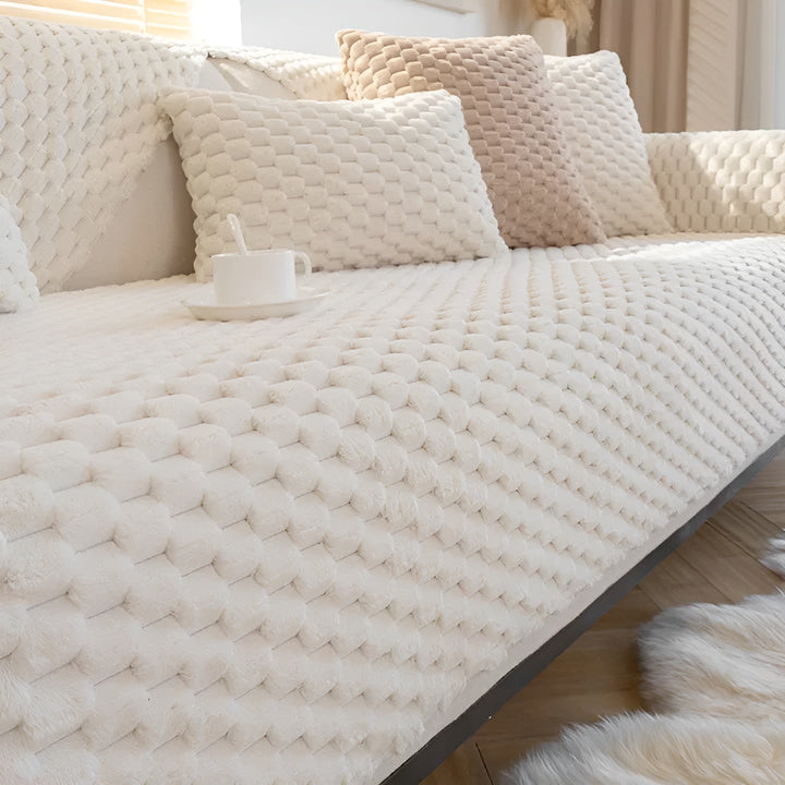 Luxury Velvet Sofa Cover - VeluLuxe-White-1 pillow - 90 x 120 cm-State of Style