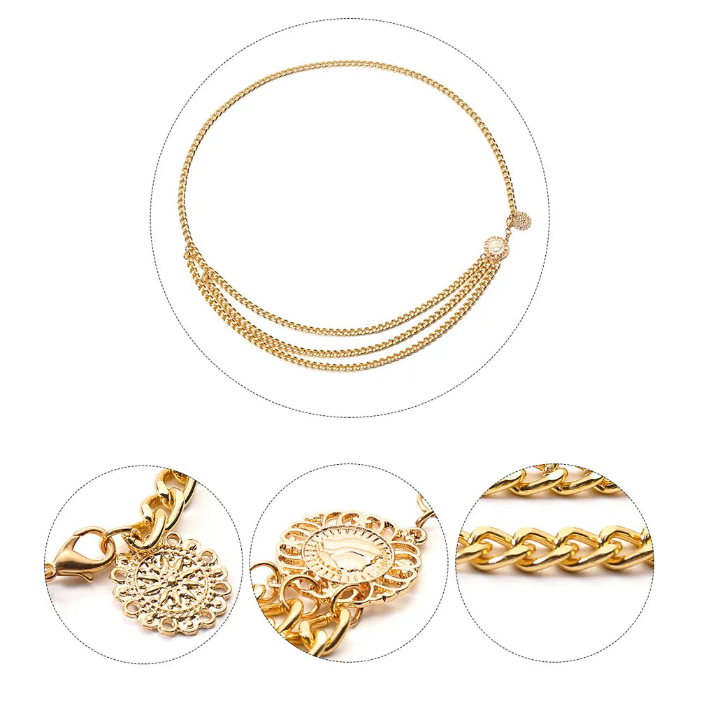Luxury Waist Chain Belt – Gold & Silver Metal with Crystal Accents-Gold-State of Style