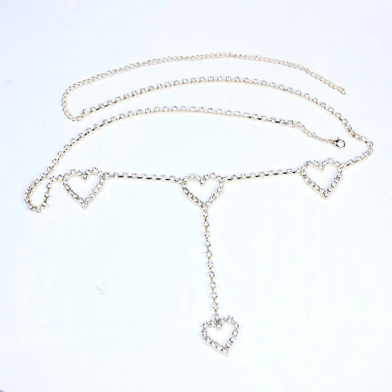Luxury Waist Chain Belt – Gold & Silver Metal with Crystal Accents-Gold-State of Style