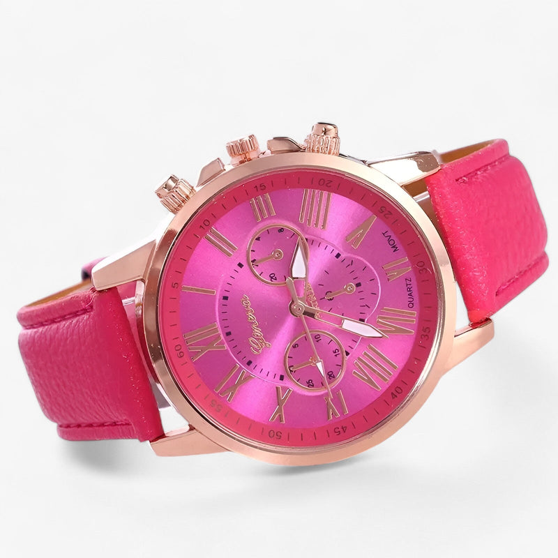 Luxury Waterproof Women's Watch with Leather Strap - Camille-Black-State of Style
