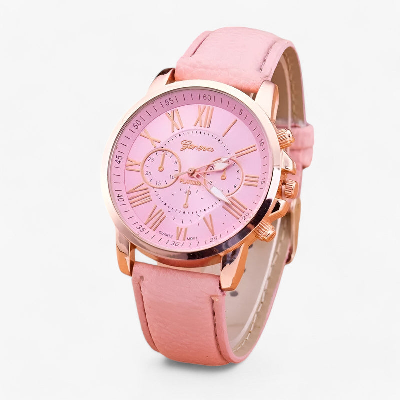 Luxury Waterproof Women's Watch with Leather Strap - Camille-Black-State of Style